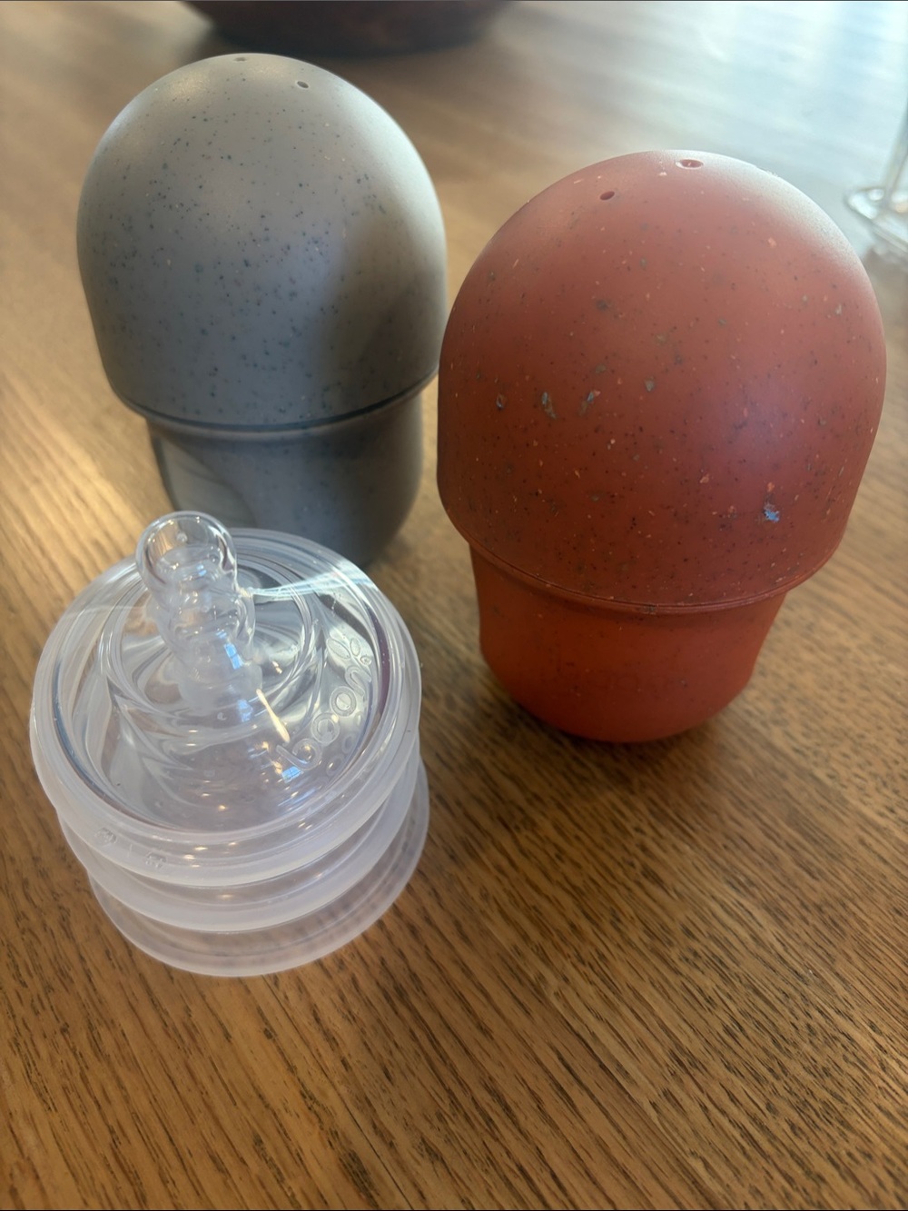 Silicone boon Baby Bottle size 1 Nipples Set - Gray & Rust